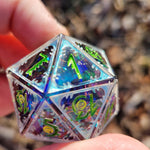 ‘Uk’otoa' Handmade Resin Mylar Handpainted Fantasy TTRPG Mimic Inspired 30MM Polyhedral Gaming Dice D20 Chonk