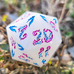 'Sweet Dreams (Are Made of This)' Handmade Resin Glow in the Dark Opalescent Handpainted Fantasy TTRPG 30MM Polyhedral Gaming Dice D20 Chonk