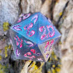 'Bejeweled Wings' Handmade Resin Shimmery Colorshifting Blue Purple Handpainted Fantasy TTRPG 30MM Polyhedral Gaming Dice D20 Chonk