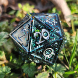 'Eldritch Green' Handmade Resin Colorshifting Flakes Handpainted Fantasy TTRPG Mimic Inspired 30MM Polyhedral Gaming Dice D20 Chonk