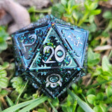 'Eldritch Green' Handmade Resin Colorshifting Flakes Handpainted Fantasy TTRPG Mimic Inspired 30MM Polyhedral Gaming Dice D20 Chonk