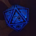 'Eldritch Empress' Handmade Resin Shimmery Teal Purple Glow in the Dark Handpainted TTRPG Mimic Inspired 30MM Polyhedral Gaming Dice D20 Chonk