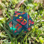 'Secret Garden' Variant Handmade Resin Shimmery Real Flowers Handpainted Fantasy TTRPG 30MM Polyhedral Gaming Dice D20 Chonk