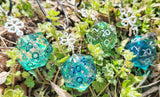 'Lucky 20' Colorshifting Green Handmade Resin Half D20 TTRPG Polyhedral Gaming Dice Pendant Necklace