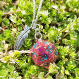 Mollymauk Inspired Handmade Resin Flatback D20 Feather Pendant Necklace