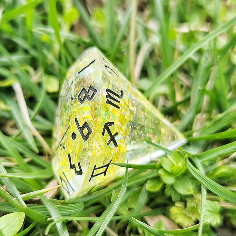 'Lemon Rainbow Diamond' Handmade Resin Mylar Zodiac D12 TTRPG Polyhedral Gaming Dice