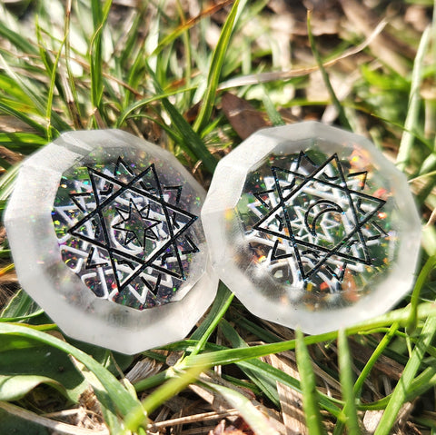 'Fairy Lights' Handmade Resin Opalescent Colorshifting Flakes Sun & Moon Day Night D2 Coin