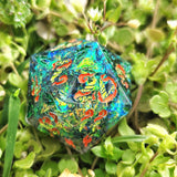 'Rainforest Fae Wings' Handmade Resin Shimmery Handpainted Fantasy TTRPG 30MM Polyhedral Gaming Dice D20 Chonk