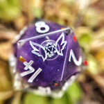 'Hexus' Purple Shimmer Liquid Core Handmade Resin TTRPG Polyhedral Gaming Dice D20