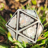 'Soulbound' Handmade Resin Frosted Rainbow Mylar Handpainted Fantasy TTRPG Mimic Inspired 30MM Polyhedral Gaming Dice D20 Chonk