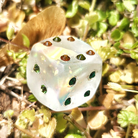 'A Road Paved in Crystals' Swarovski Crystal Accented Handmade Resin Pipped Oversized D6 Polyhedral Gaming Dice