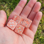 'Making Waves' Peachy Orange Handmade Resin Pipped Oversized D6 Polyhedral Gaming Dice