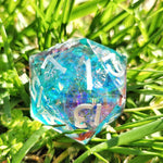 'Spring Colored Glass’ Handmade Resin Stained Glass Style Rainbow Mylar 30mm Polyhedral Gaming D20 Dice Chonk