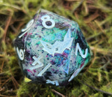 'Planetary Surface’ Variant Glow in the Dark 30mm D20 Dice