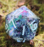 'Planetary Surface’ Variant Glow in the Dark 30mm D20 Dice