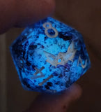 'Planetary Surface’ Variant Glow in the Dark 30mm D20 Dice