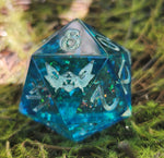 'Through Teal Colored Glass’ Variant Handmade 30mm D20 Dice