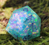 'Lavendar Mint' Chunky Colorshifting Glitter 30mm D20 Dice