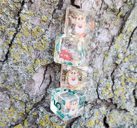 'Hungry Hammies' Designs Opal Floral Handmade D6 Gaming Dice