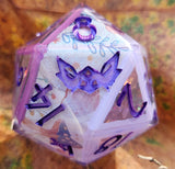 'Flowers & Fairy Circles’ Variant Handmade Shimmery Cottagecore 30mm D20 Dice