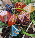 'Rainbow Glass’ Handmade Resin Painted Insert Polyhedral Gaming Dice Set