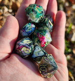 Planetary Surface Glow in the Dark Handmade Resin Polyhedral Gaming Dice Set