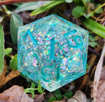 Fairy Lights Variant Opalescent Clear Rainbow Shimmer Handmade Resin TTRPG Polyhedral Gaming Dice D20