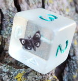 Fluttering Shadows Moth Individual Frosted Handmade Resin D6 Gaming Dice
