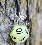 'Dragon’s Hoard' Glow in the Dark Sharp Edge Handmade Resin D12 Gaming Dice OOAK Pendant Necklace