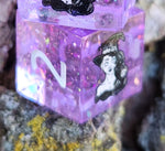 Silent Movie Pinup Witch Purple Opalescent Handmade Resin D6 Gaming Dice