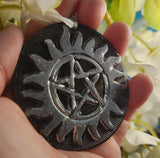 OOAK Supernatural Handmade Resin Handpainted Chrome Silver Ornament