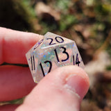 'Glamour' Rainbow Glitter Handmade Resin Shimmery TTRPG Polyhedral Gaming SPINDOWN Dice D20