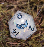 'Enchanted Unicorn Tears' 30mm D20 Glow in the Dark Liquid Core Chonky Boi