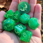 'Toxic' Neon Glow in the Dark Handmade Resin TTRPG Polyhedral Gaming Dice Set