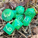 'Toxic' Neon Glow in the Dark Handmade Resin TTRPG Polyhedral Gaming Dice Set