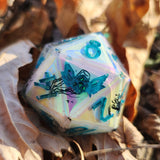 'Are U Jelly(fish)?' Holographic Handmade Resin 32mm D20 Jellyfish Themed TTRPG Gaming Dice