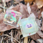 'Pastel Pumpkins' Halloween Themed Handmade Resin TTRPG Gaming D6 Dice