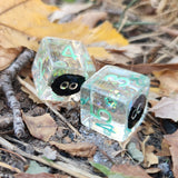 Soot Creature Anime Inspired Opalescent Flakes Handmade Resin D6 Gaming Dice