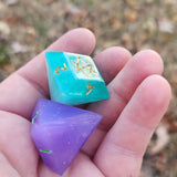 Individual OOAK Glow in the Dark Handmade Resin Alternative Die Style Polyhedral TTRPG Gaming Dice Faceted Diamond D4