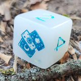 'Witchy Acquisitions' Glow in the Dark Handmade Resin Halloween Themed TTRPG Individual D6 Gaming Dice