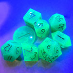 'Toxic' Neon Glow in the Dark Handmade Resin TTRPG Polyhedral Gaming Dice Set