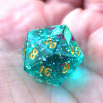 'Beyond the Grave' Handmade Resin Colorshifting Teal Floral Skull Individual TTRPG D20