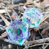 'Subtle Shimmer' Purple Green Colorshifting Handmade Resin TTRPG Individual Polyhedral Gaming Dice D20