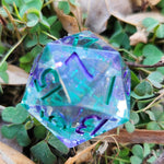 'Subtle Shimmer' Purple Green Colorshifting Handmade Resin TTRPG Individual Polyhedral Gaming Dice D20