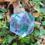 'Subtle Shimmer' Purple Green Colorshifting Handmade Resin TTRPG Individual Polyhedral Gaming Dice D20