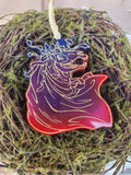 'Mari Lwyd' Shimmery Handmade Resin Red Blue Gold Handpainted Ornament