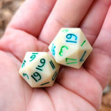 'Faux Bone Tone' Handmade Resin Fairy Logo Individual TTRPG Gaming Dice D20