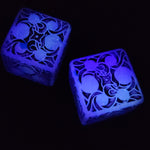 'Glowing Waves' Glow in the Dark Opal Flake Accented Shimmery Handmade Resin Pipped D6 TTRPG Gaming Dice