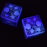 'Glowing Waves' Glow in the Dark Opal Flake Accented Shimmery Handmade Resin Pipped D6 TTRPG Gaming Dice