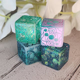 'Making Waves' Opal Flake Accented Shimmery Handmade Resin Pipped D6 TTRPG Gaming Dice